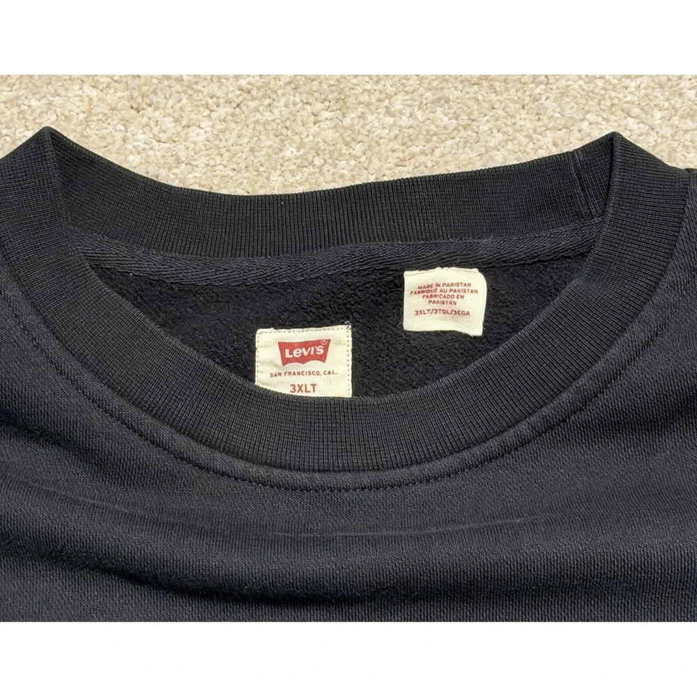 Levis Sweatshirt Mens 3XLT Black Relaxed Crewneck Pullover Big Tall Work Casual - Picture 2 of 9